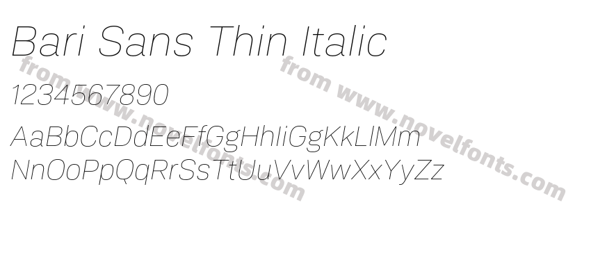 Bari Sans Thin ItalicPreview