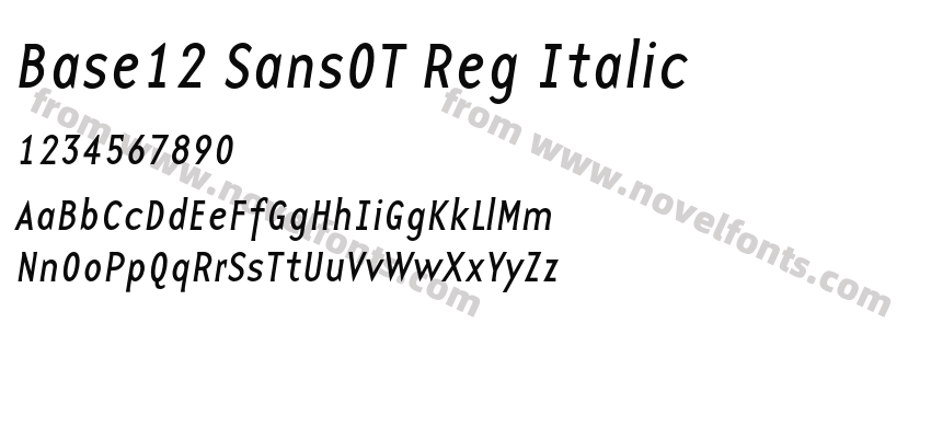 Base12 SansOT Reg ItalicPreview