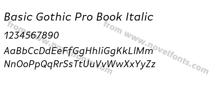 Basic Gothic Pro Book ItalicPreview