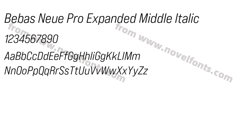 Bebas Neue Pro Expanded Middle ItalicPreview