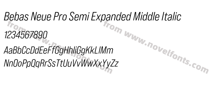 Bebas Neue Pro Semi Expanded Middle ItalicPreview