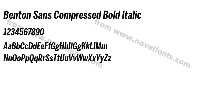 Benton Sans Compressed Bold ItalicPreview