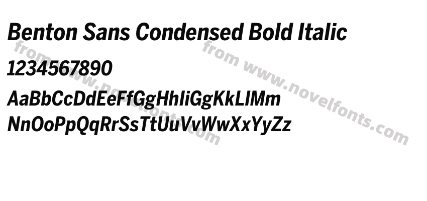 Benton Sans Condensed Bold ItalicPreview