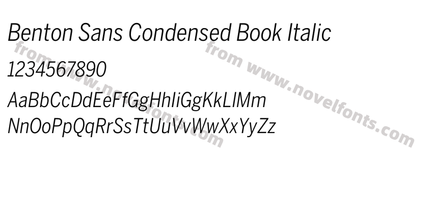 Benton Sans Condensed Book ItalicPreview