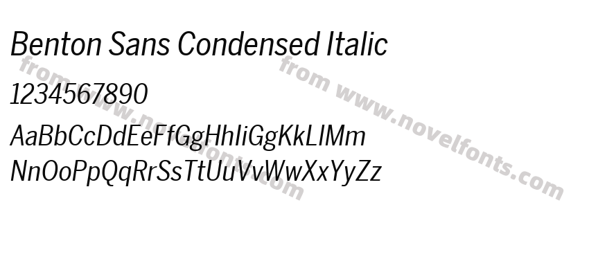 Benton Sans Condensed ItalicPreview