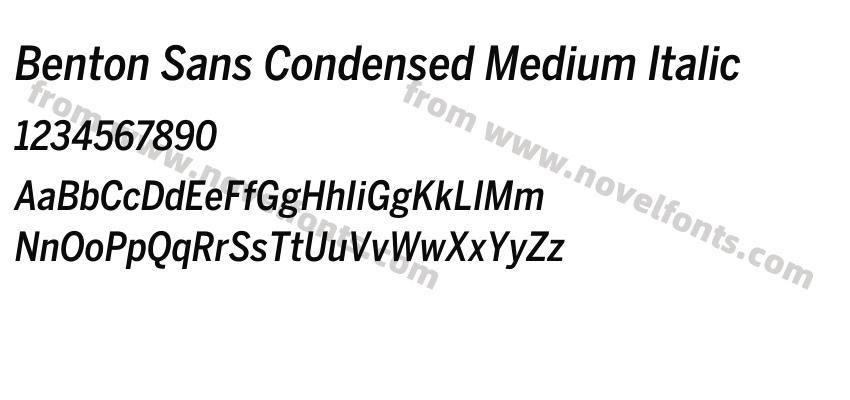 Benton Sans Condensed Medium ItalicPreview