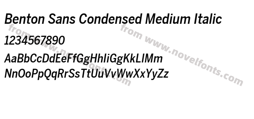Benton Sans Condensed Medium ItalicPreview