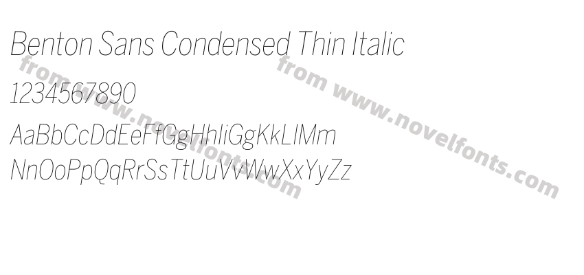 Benton Sans Condensed Thin ItalicPreview