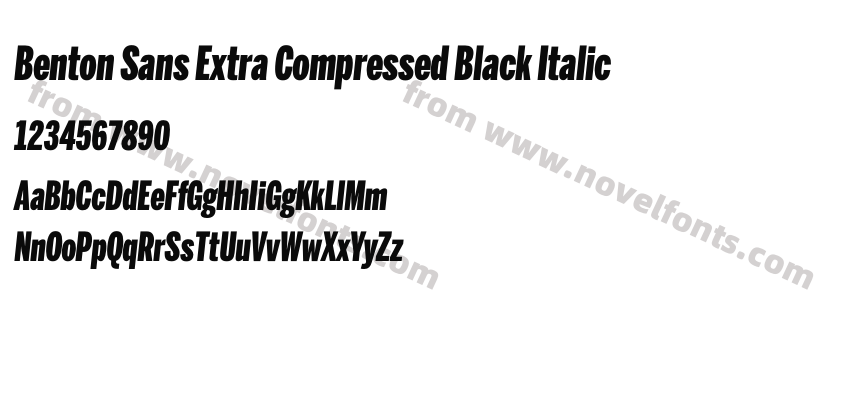 Benton Sans Extra Compressed Black ItalicPreview