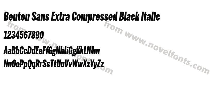 Benton Sans Extra Compressed Black ItalicPreview