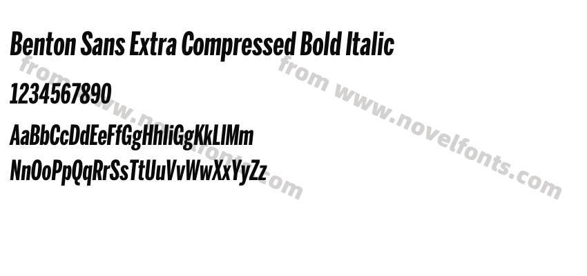 Benton Sans Extra Compressed Bold ItalicPreview