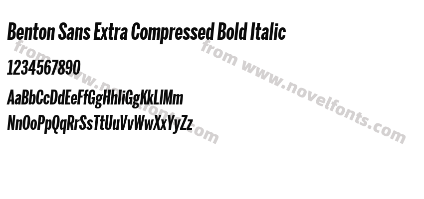 Benton Sans Extra Compressed Bold ItalicPreview