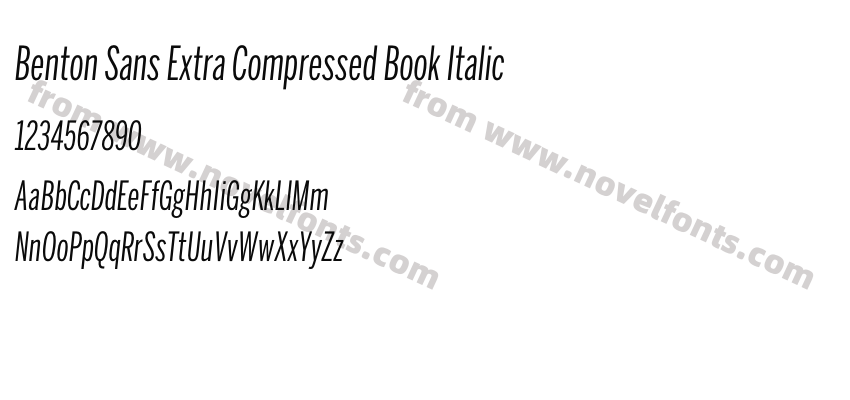 Benton Sans Extra Compressed Book ItalicPreview
