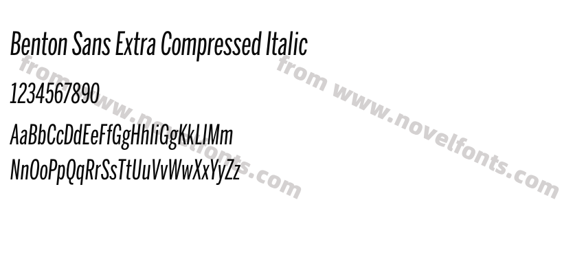 Benton Sans Extra Compressed ItalicPreview