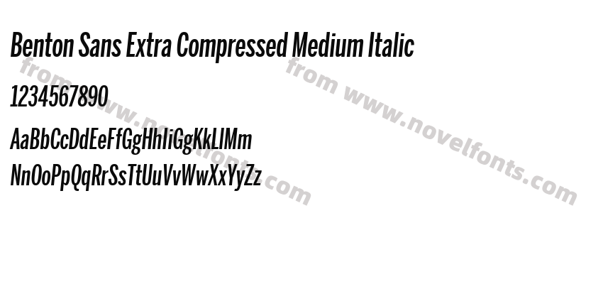 Benton Sans Extra Compressed Medium ItalicPreview
