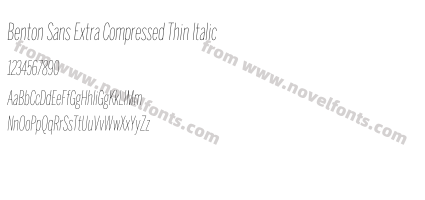 Benton Sans Extra Compressed Thin ItalicPreview