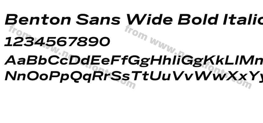 Benton Sans Wide Bold ItalicPreview