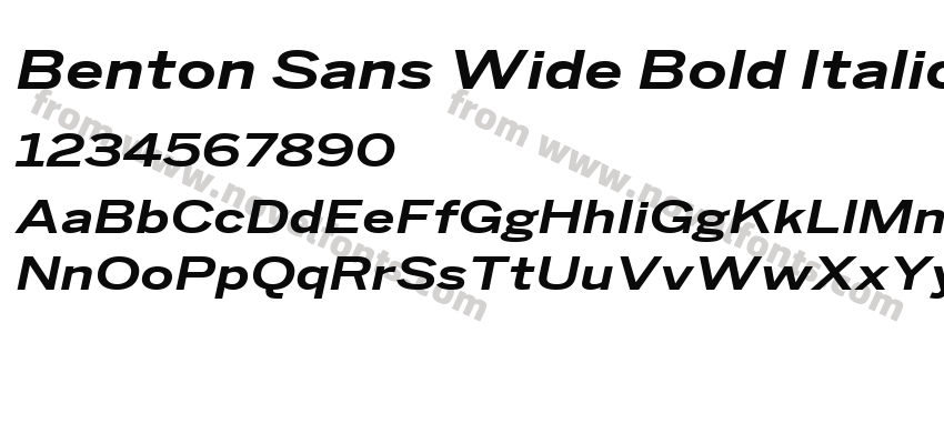 Benton Sans Wide Bold ItalicPreview