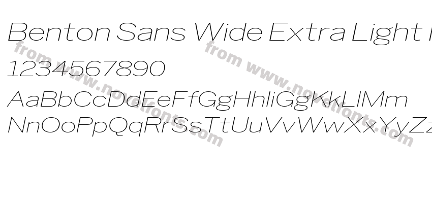 Benton Sans Wide Extra Light ItalicPreview
