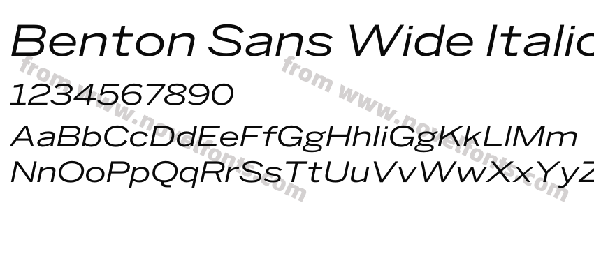 Benton Sans Wide ItalicPreview