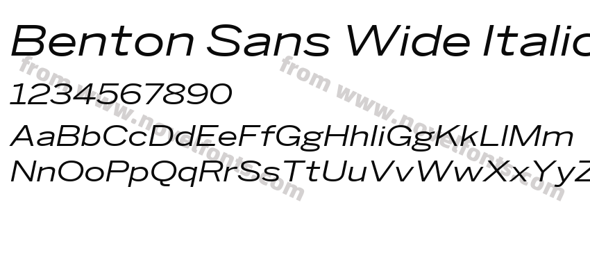 Benton Sans Wide ItalicPreview