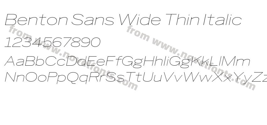 Benton Sans Wide Thin ItalicPreview