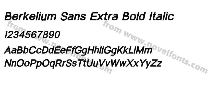 Berkelium Sans Extra Bold ItalicPreview