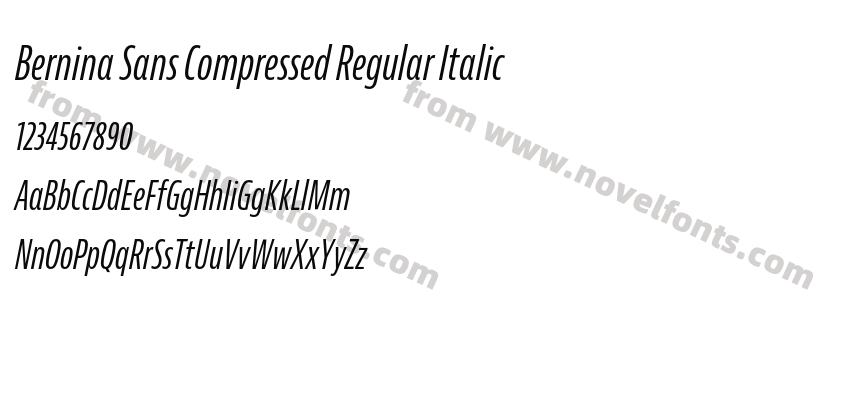 Bernina Sans Compressed Regular ItalicPreview