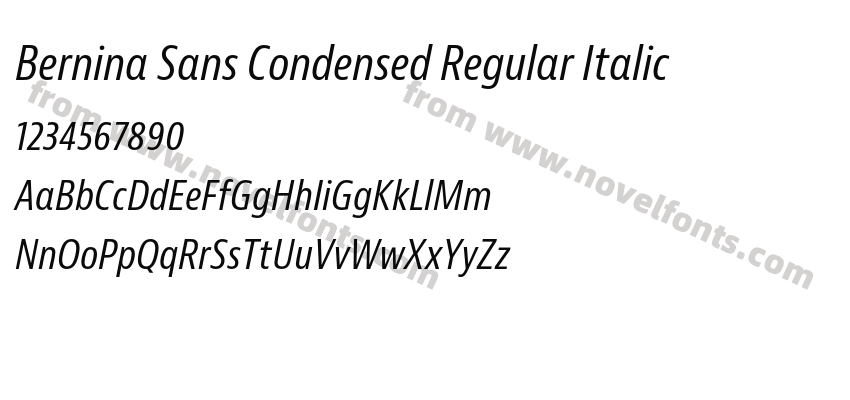 Bernina Sans Condensed Regular ItalicPreview