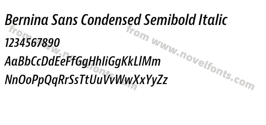 Bernina Sans Condensed Semibold ItalicPreview