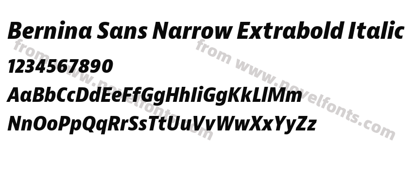 Bernina Sans Narrow Extrabold ItalicPreview