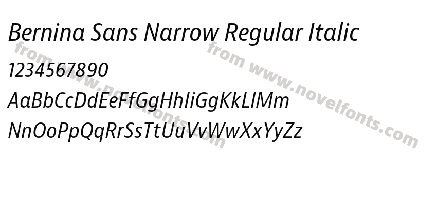 Bernina Sans Narrow Regular ItalicPreview