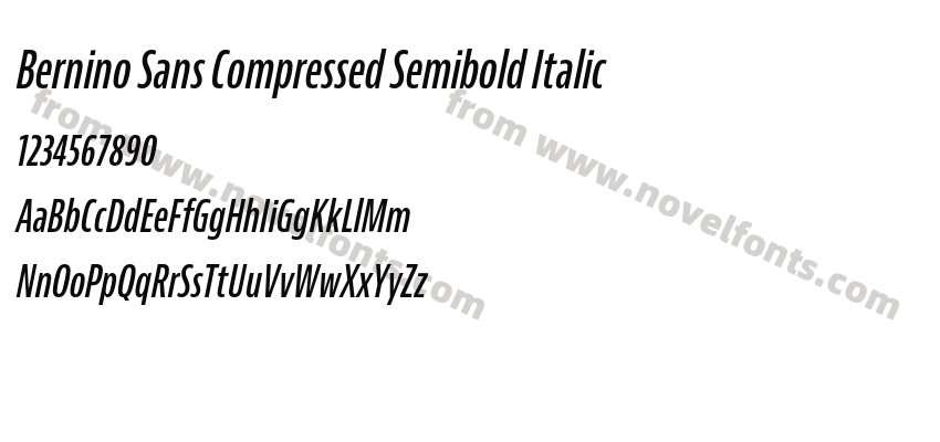 Bernino Sans Compressed Semibold ItalicPreview