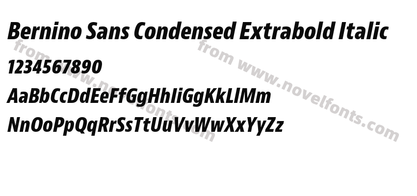 Bernino Sans Condensed Extrabold ItalicPreview