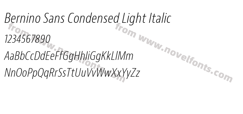 Bernino Sans Condensed Light ItalicPreview