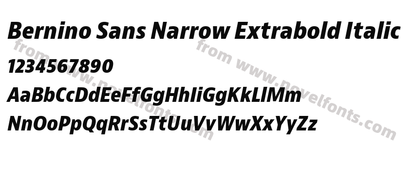Bernino Sans Narrow Extrabold ItalicPreview
