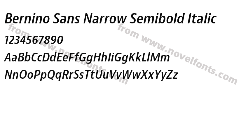 Bernino Sans Narrow Semibold ItalicPreview