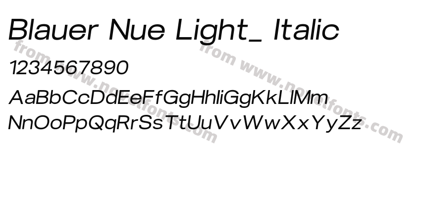 Blauer Nue Light_ ItalicPreview
