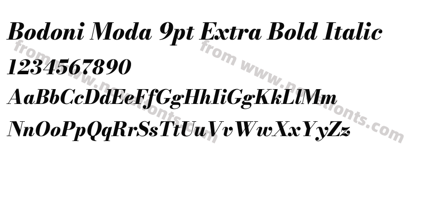 Bodoni Moda 9pt Extra Bold ItalicPreview