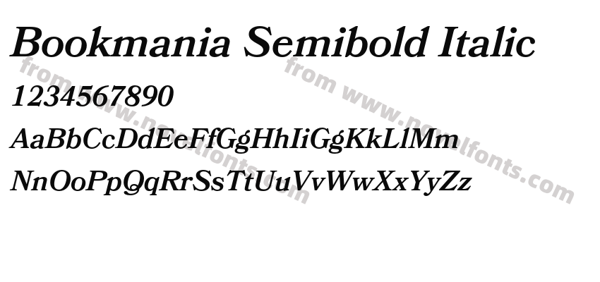 Bookmania Semibold ItalicPreview