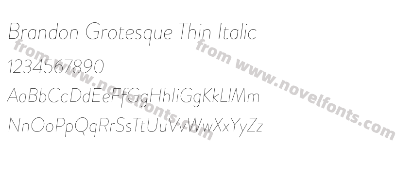 Brandon Grotesque Thin ItalicPreview