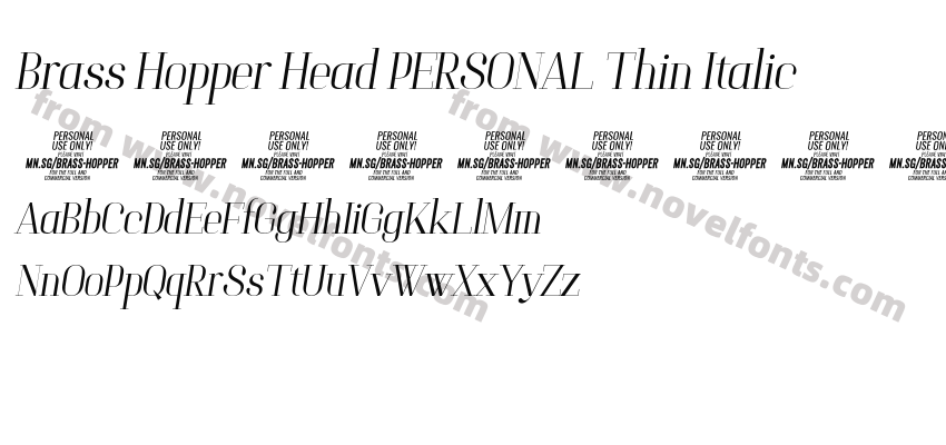 Brass Hopper Head PERSONAL Thin ItalicPreview