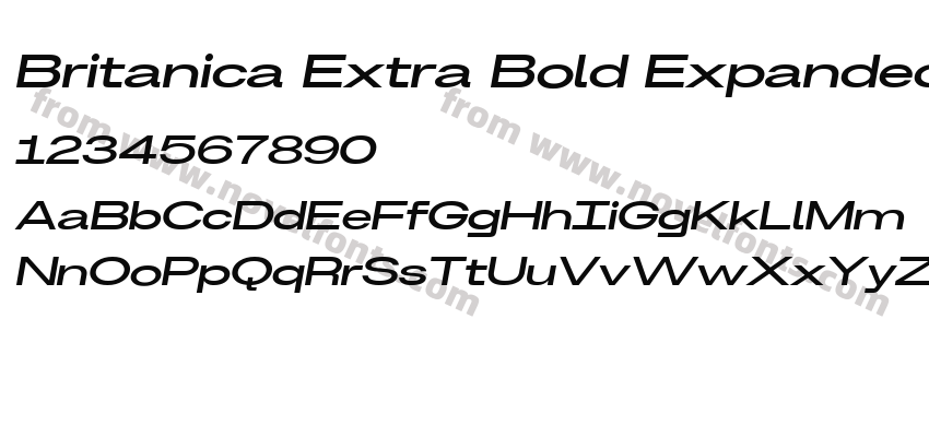 Britanica Extra Bold Expanded ItalicPreview