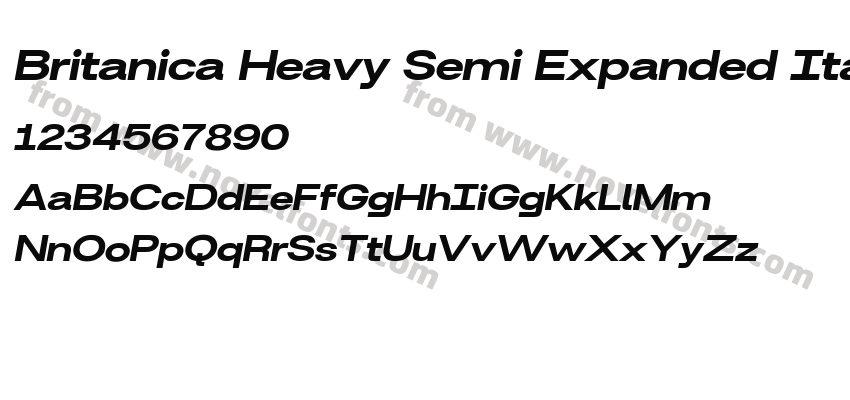 Britanica Heavy Semi Expanded ItalicPreview