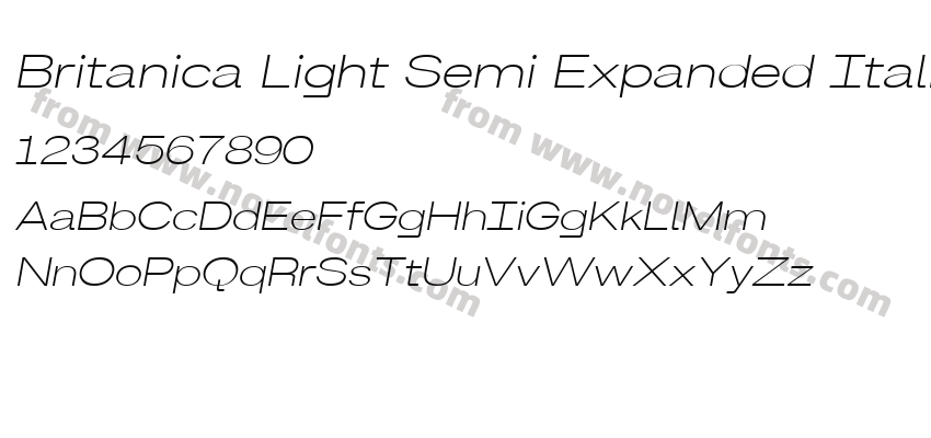 Britanica Light Semi Expanded ItalicPreview