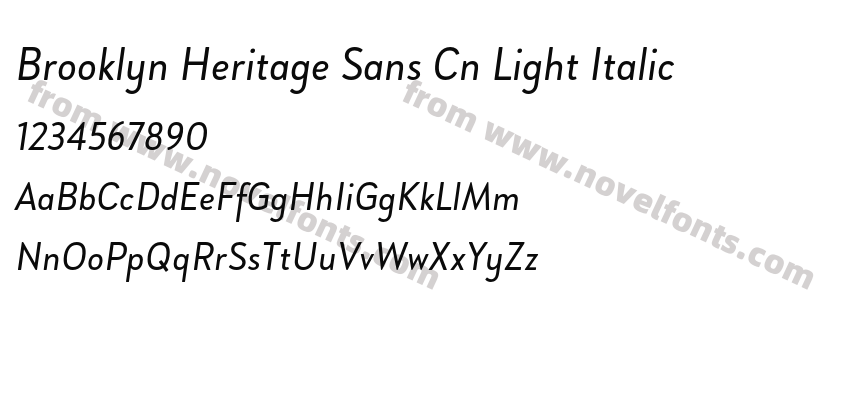Brooklyn Heritage Sans Cn Light ItalicPreview