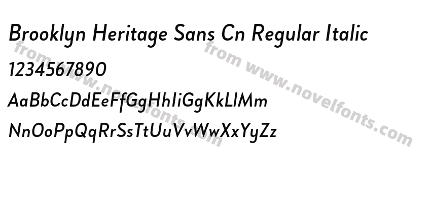 Brooklyn Heritage Sans Cn Regular ItalicPreview