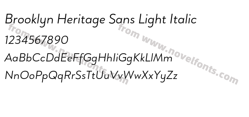 Brooklyn Heritage Sans Light ItalicPreview