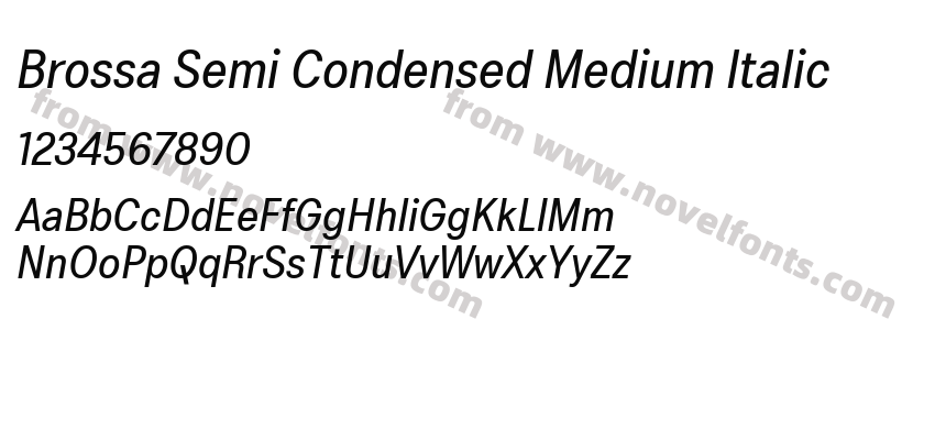 Brossa Semi Condensed Medium ItalicPreview