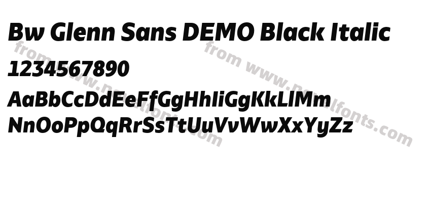 Bw Glenn Sans DEMO Black ItalicPreview